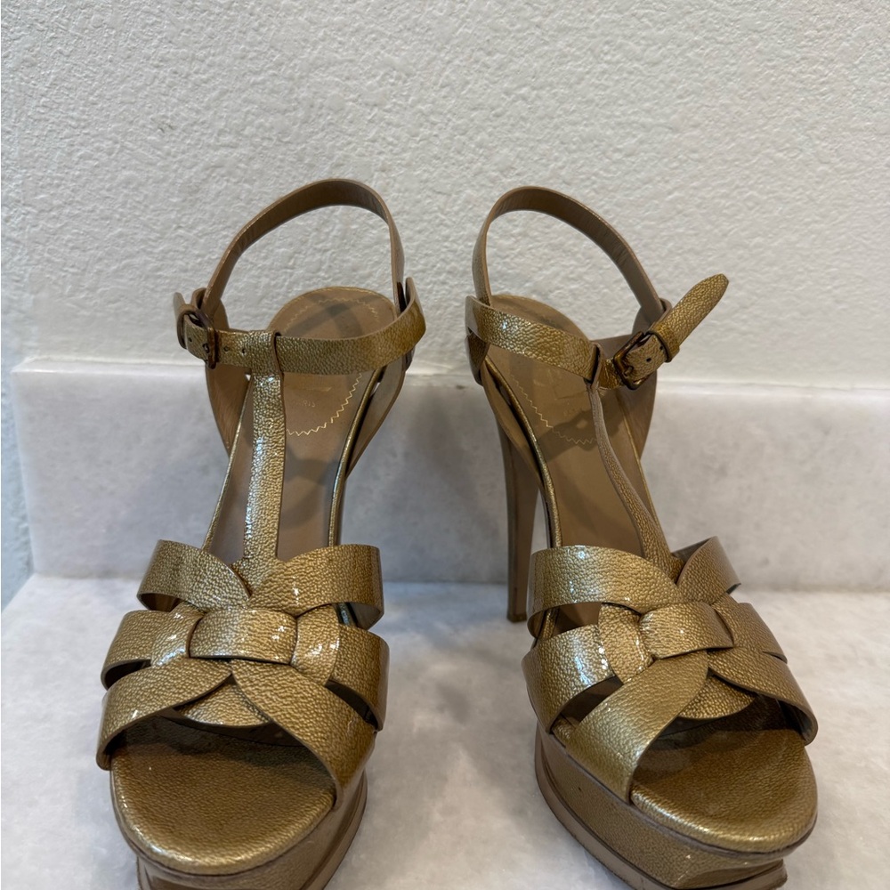 Elegant Gold Strappy Heels